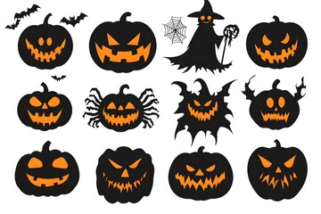 Halloween element collection on white background AI generated