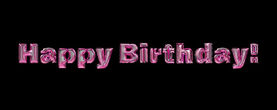 Happy Birthday Banner. Pink Metallic Mylar Balloons.