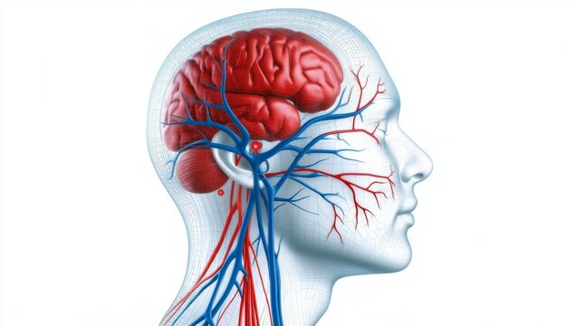 Detailed Human Head Profile With Visible Veins And Branches