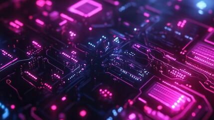 Obraz premium Abstract circuit cyberspace design created with Generative Ai technology