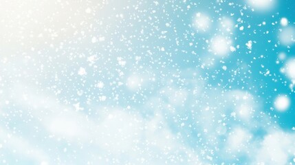 Fototapeta premium A light blue background adorned with gently falling snowflakes, creating a soft, airy atmosphere. 