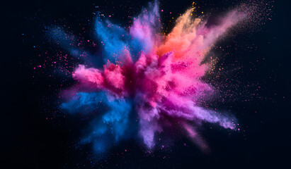  Vibrant Explosion of Colorful Powder in Dark Background Design