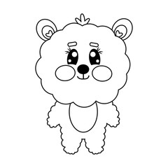 Kawaii outline full height alpaca, lamb, sheep for kids on white isolated background. Doodle cute vector illustration. Print card, postcard or textile for children	