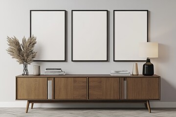 Scandinavian Interior Wall Decor with Three Mock-Up Posters