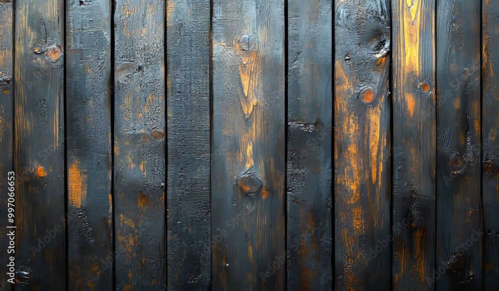 Poster a wooden surface with a black and brown color scheme. the wood appears to be weathered and has a rus