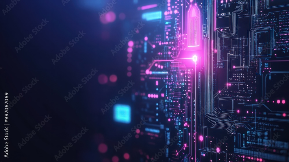 Poster circuit board technology modern abstract illustration tech background with space for your copy.