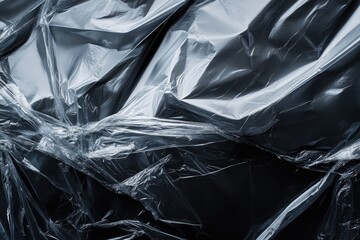 Distorted plastic wrap texture, with stretched sections revealing underlying shapes