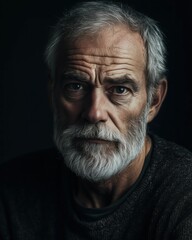 Obraz premium Thoughtful Elderly Man with Beard