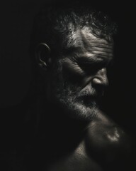 Pensive Elderly Man in Dramatic Lighting