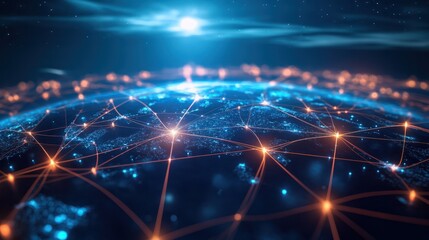 Obraz premium Global business concept of connections and information transfer in the world 3d illustration