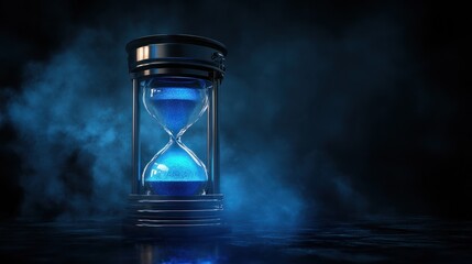 Glowing Blue Hourglass on Dark Background