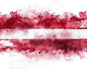 Background with paint strokes with colors of Latvian flag. Latvian flag abstract frame with copy space. - Independence Day of Latvia. 