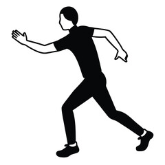 Obraz premium a black silhouette of a person in a running pose. The person appears to be in mid-stride, 