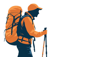 hiker with a backpack and trekking poles