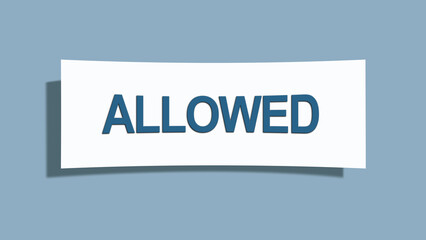 Allowed. A card isolated on blue background.