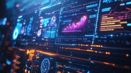 Fototapeta premium Modern HUD screen monitor technology data and diagram presentation background.