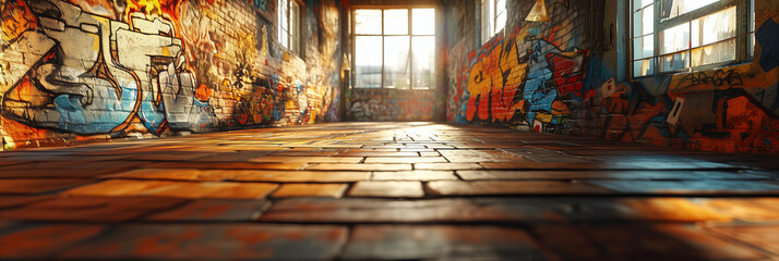 Obraz premium Graffiti wall with colorful art, artist pop art style background backdrop