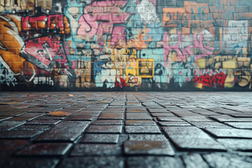 Fototapeta premium Graffiti wall with colorful art, artist pop art style background backdrop
