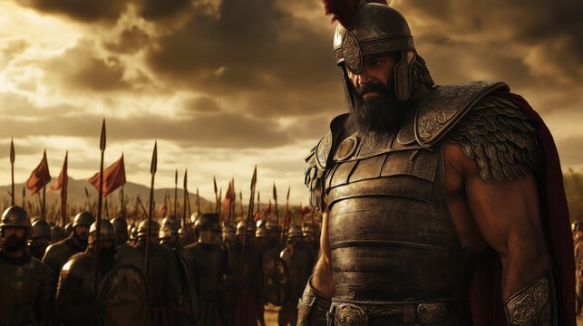 Goliath of Gath emerging from the Philistine ranks