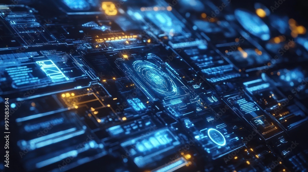 Poster technology industrial business process workflow organisation structure on virtual screen, iot smart 