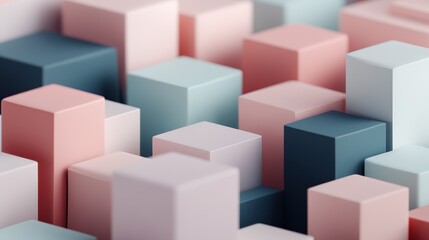 Obraz premium A minimalistic display of pastel-colored blocks, arrayed in a visually appealing geometric pattern, evoking a sense of calm and modern artistic expression.
