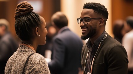 Smiling Couple in Conversation