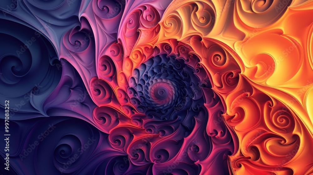 Poster a design of interlocking spirals with a gradient color transition