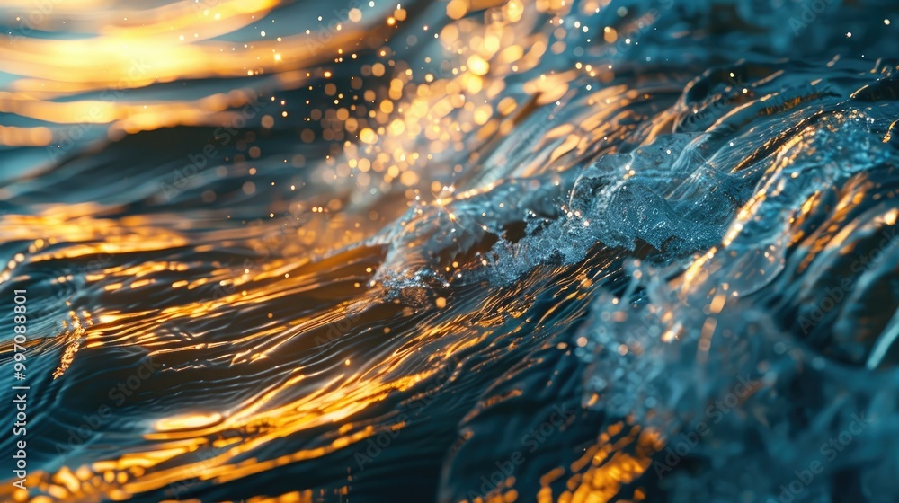 Poster a dynamic image of swirling water, captured in motion with light reflecting on the surface