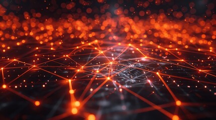 A grid of interconnected lines and dots with a glowing finish