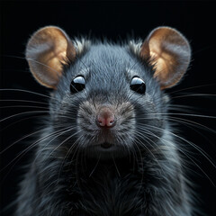 rat on a black background