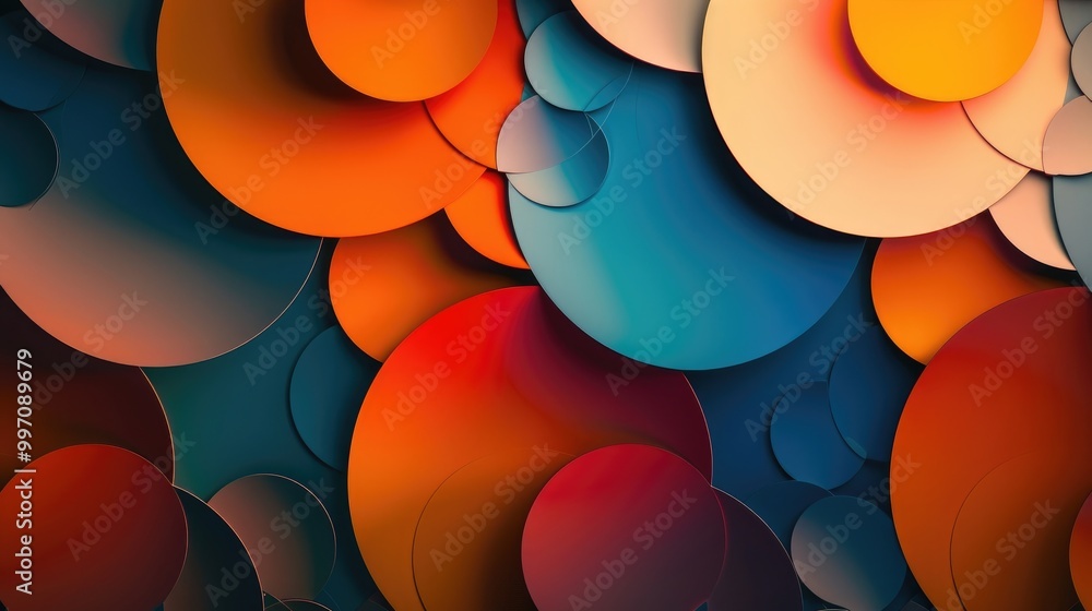 Poster a pattern of overlapping circles and ellipses in gradient colors