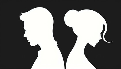 Silhouetten von einem Mann und einer Frau, die nach einem Streit voneinander wegschauen.