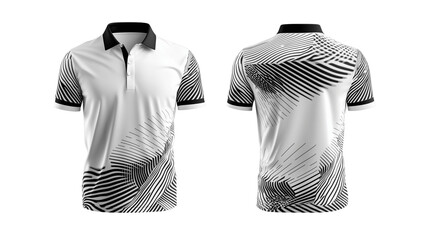 A collar polo shirt design from front and back perspective, collar polo shirt design, png file, front and back, shirt design, on a transparent backgrounds