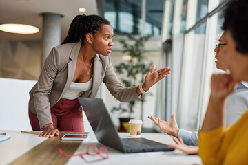 business problem fight office team meeting stress businesswoman conflict woman businessman job...