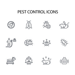 Pest control icon set.vector.Editable stroke.linear style sign for use web design,logo.Symbol illustration.