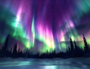 Obraz premium Night sky with polar lights