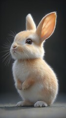 Obraz premium Hyper-realistic Rabbit Portrait in Crisp High Resolution Featuring Fine Fur Textures Image