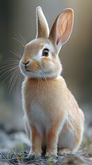 Obraz premium Intricately Detailed Realistic Rabbit in High Resolution with Natural Background Image