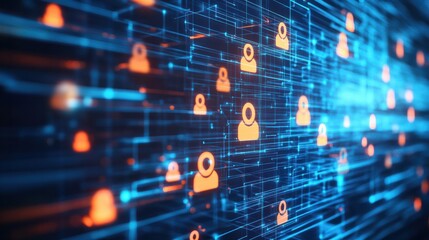 Obraz premium A digital network depicting interconnected people on a computer screen, symbolizing online communication and relationships