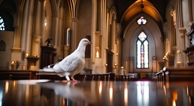 Dove of peace in church.