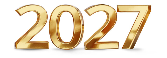 year 2027 golden symbol, 3d-illustration