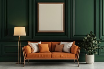 Modern Living Space with Armchair, Sofa, and Artful Wall Decor