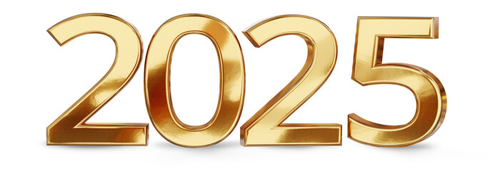 year 2025 golden symbol, 3d-illustration