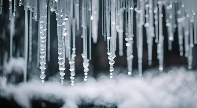 Ice stalactites in winter.