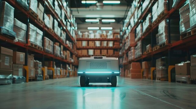 AI-driven robot managing a logistics network