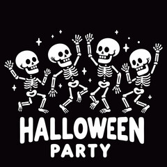 Halloween party background with skeletons dancing