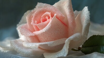 A rose made of bandage material gauze bandage symbolically for wishes for a speedy recovery