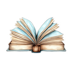 Open book, illustrated isolated on transparent background.