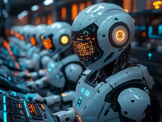 Fototapeta premium Futuristic Robots: A Glimpse into the Future of Work