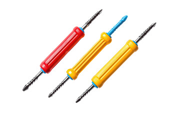 Fototapeta premium Set of colorful screwdrivers isolated on transparent background.